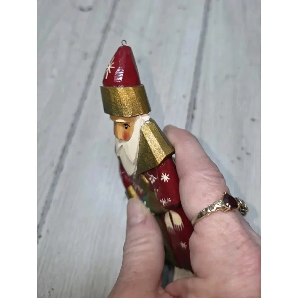 Vtg R.Ceprueb Nocag Hand Painted Signed Santa W/Sack Russian Christmas Ornament